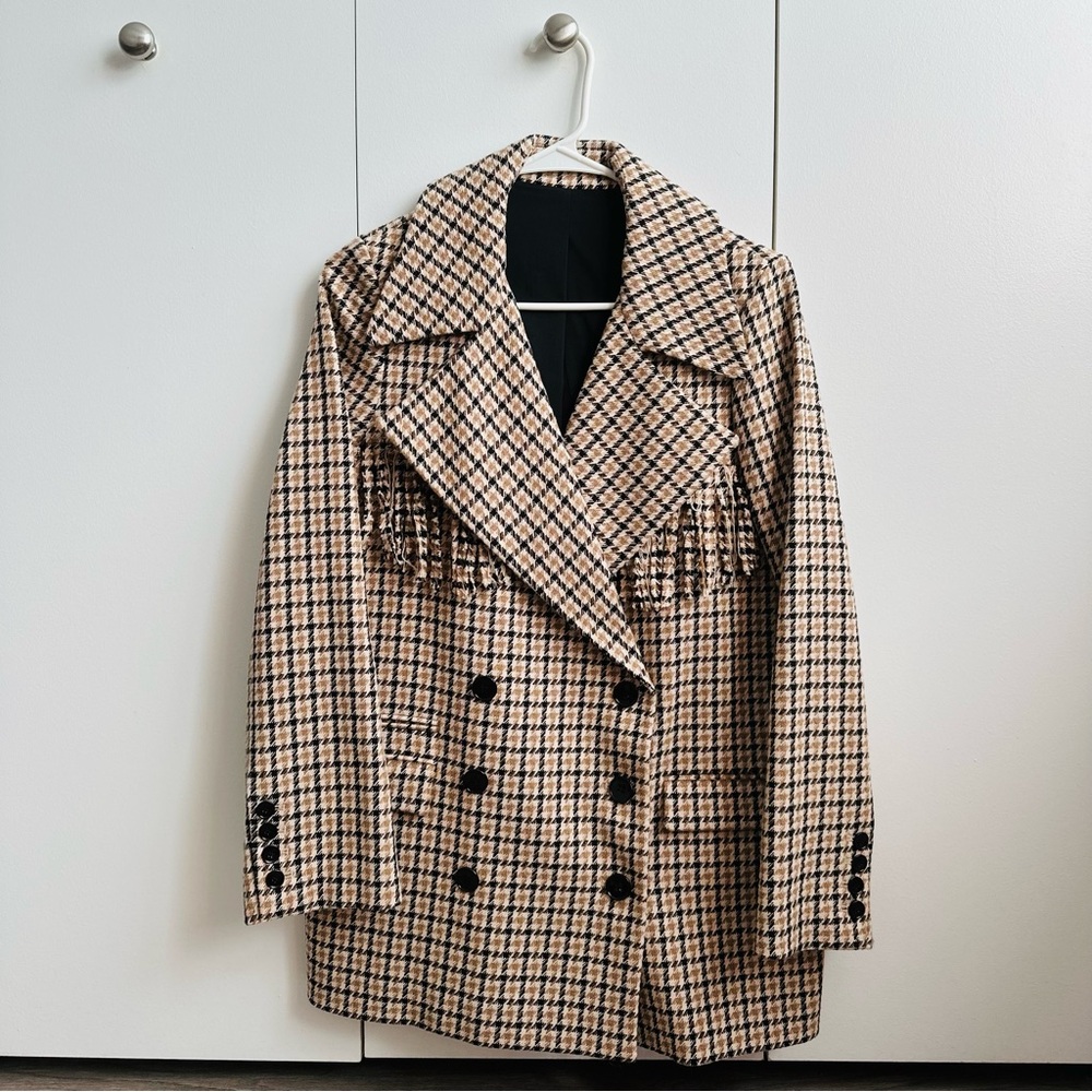 The Kooples Patterned Formal Wool Jacket With Fringing - Picture 8 of 14